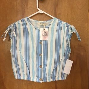 Jessica Simpson blue stripe button up sleeveless shirt size 8/10